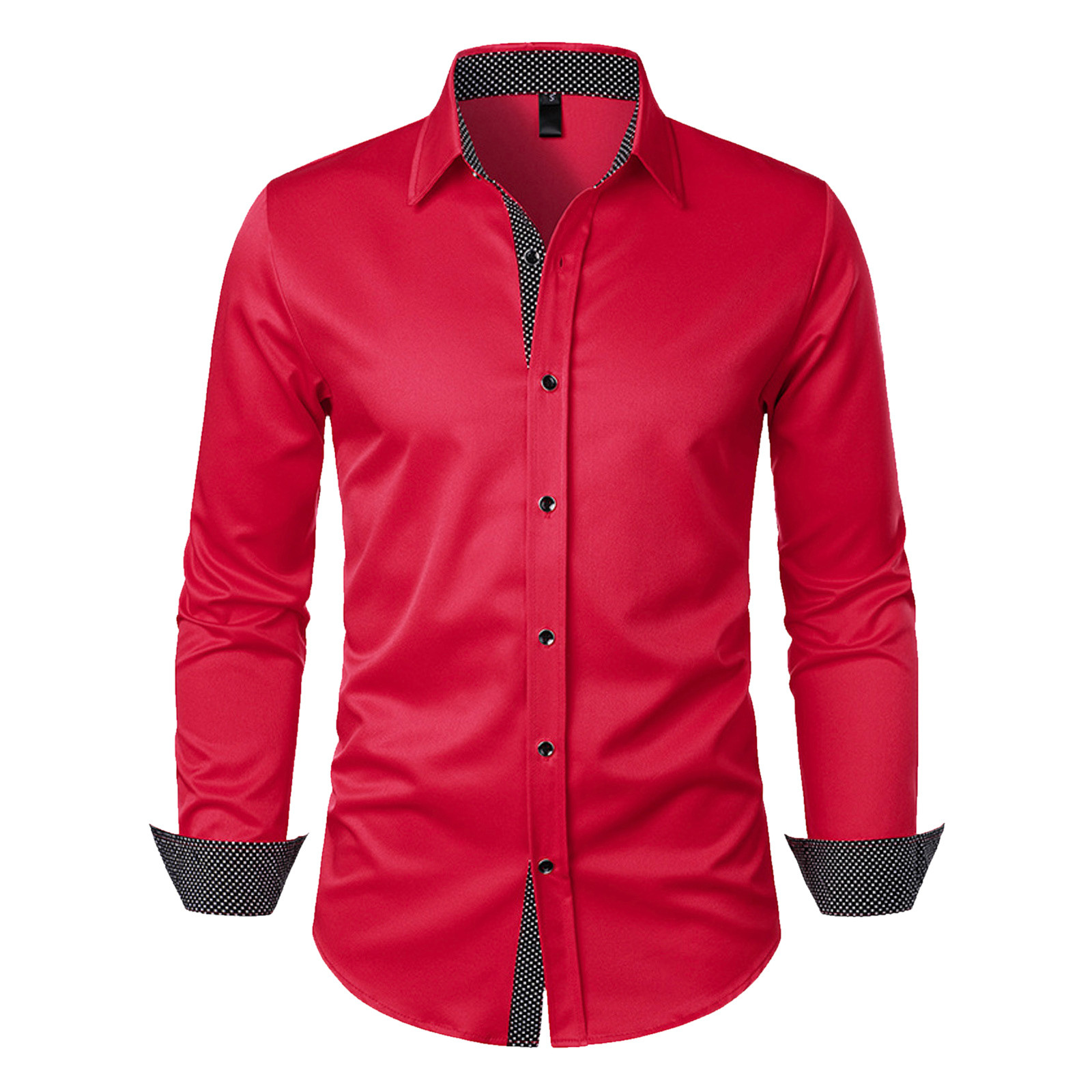 Gubotare Work Shirts for Men Men's Dress Shirt Long Sleeve Button Down Shirts for Men (Red,XL)